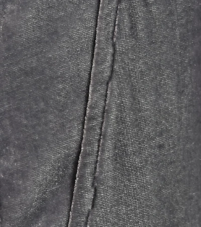 Shop Rick Owens Cropped Velvet Trackpants In Grey