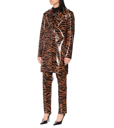 Shop Kwaidan Editions Tiger-print Vinyl Coat In Orange