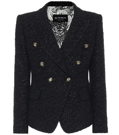 Shop Etro Cotton-blend Bouclé Blazer In Black