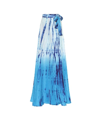 Shop Anna Kosturova Cara Tie-dye Silk Skirt In Blue