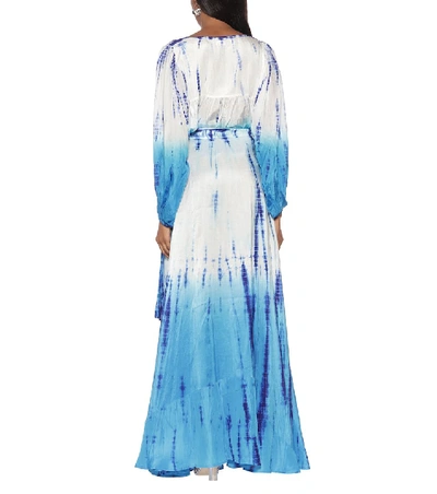 Shop Anna Kosturova Cara Tie-dye Silk Skirt In Blue