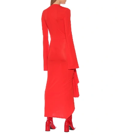 Shop Ben Taverniti Unravel Project Asymmetric Jersey Midi Dress In Red