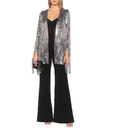 Shop Galvan Stardust Sequined Fringe Jacket In Silver