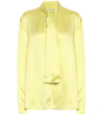 Shop Balenciaga Silk-satin Blouse In Yellow