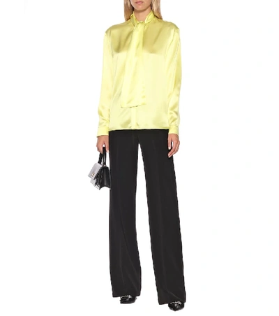Shop Balenciaga Silk-satin Blouse In Yellow