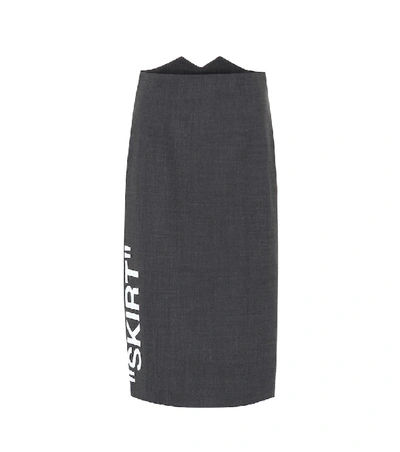 Shop Off-white Stretch Wool Pencil Skirt In Grey