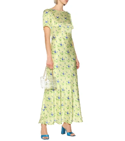 Shop Bernadette Jane Floral Silk-satin Maxi Dress In Yellow