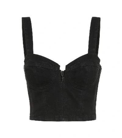 Shop Grlfrnd Ariel Denim Crop Top In Black