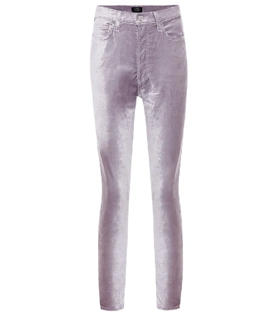 Shop Citizens Of Humanity Olivia High-rise Velvet Skinny Pants In Grey