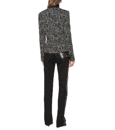 Shop Bottega Veneta Tweed Wool And Cotton Blazer In Black