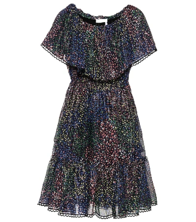 Shop Chloé Printed Cotton And Silk-blend Crepon Dress In Multicoloured