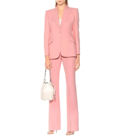 Shop Alexander Mcqueen Mid-rise Flared Wool And Silk Pants In Pink