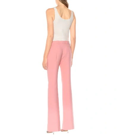 Shop Alexander Mcqueen Mid-rise Flared Wool And Silk Pants In Pink