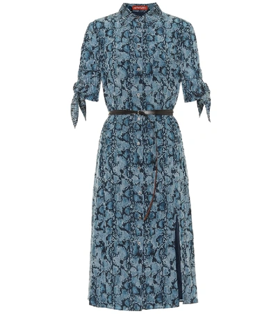 Shop Altuzarra Narcissa Printed Silk Midi Dress In Blue