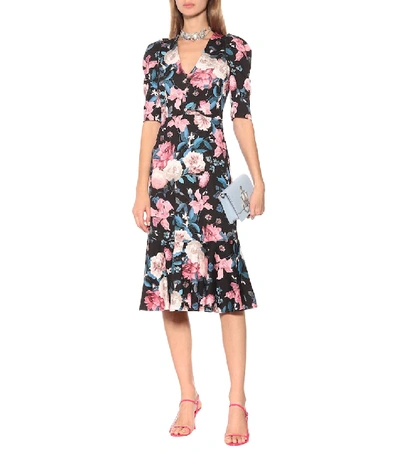 Shop Erdem Ottavia Floral Ponte Jersey Dress In Black