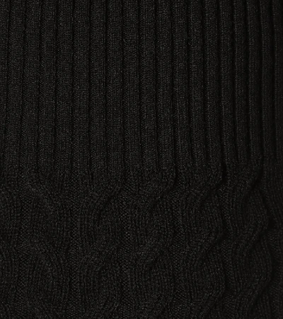 Shop Alexander Mcqueen Cable-knit Wool-blend Dress In Black
