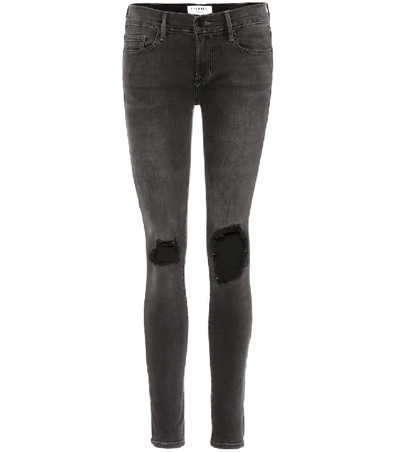 Shop Frame Le Skinny De Jeanne Distressed Jeans In Grey