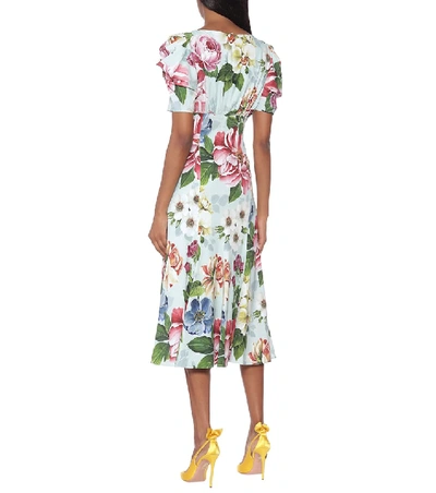 Shop Dolce & Gabbana Floral Midi Dress In Blue