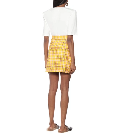 Shop Gucci Checked Wool Tweed Miniskirt In Yellow