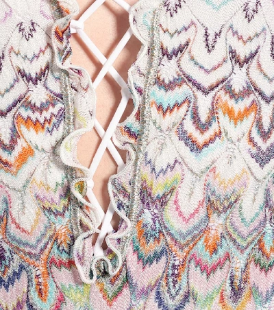 Shop Missoni Zigzag Knit Swimsuit In Multicoloured