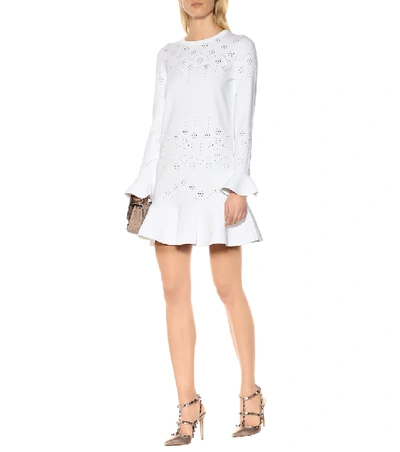 Shop Valentino Stretch Knit Minidress In White