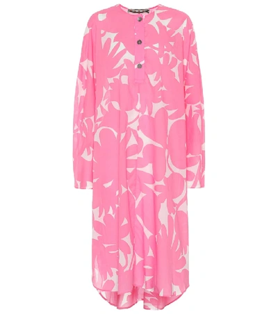 Shop Marni Printed Cotton Midi Dress In Pink