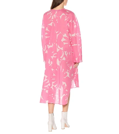 Shop Marni Printed Cotton Midi Dress In Pink