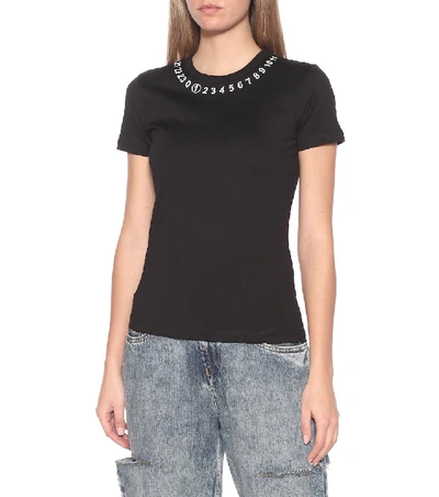 Shop Maison Margiela Logo Cotton T-shirt In Black