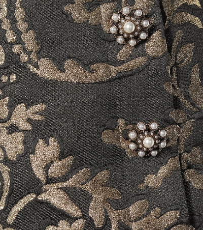 Shop Dolce & Gabbana Cotton-blend Brocade Miniskirt In Gold