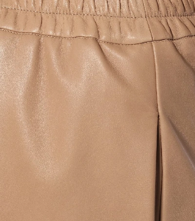 Shop Brunello Cucinelli High-rise Leather Bermuda Shorts In Beige