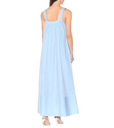 Shop Stella Mccartney Embroidered Cotton Dress In Blue