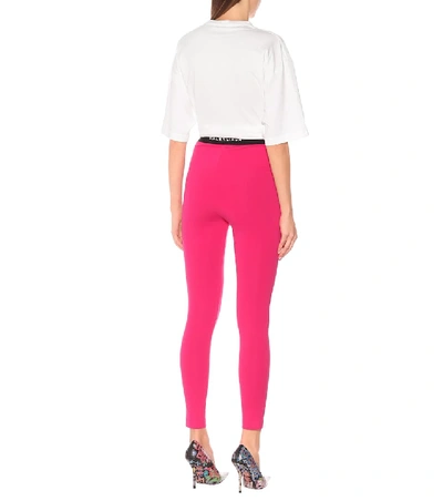 Shop Balenciaga Logo Leggings In Pink