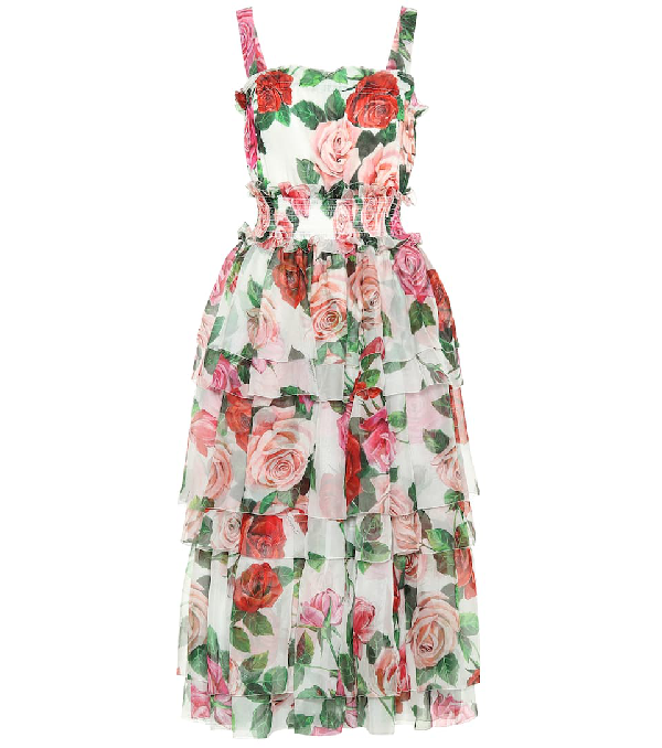 rose print midi dress