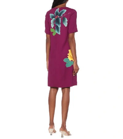 Shop Etro Floral Cotton-blend Crêpe Dress In Purple