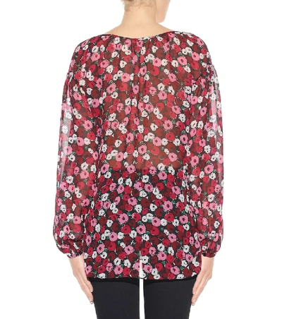 Shop Saint Laurent Printed Silk Blouse In Pink