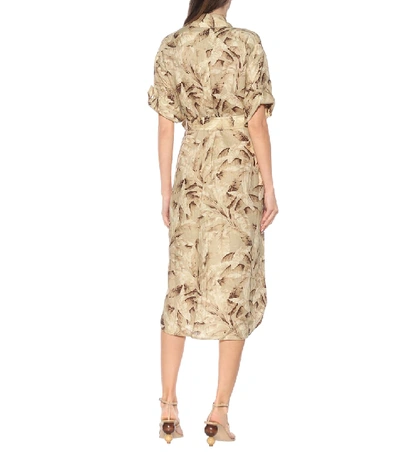 Shop Zimmermann Super Eight Safari Linen Midi Dress In Beige