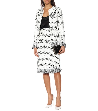 Shop Oscar De La Renta Cotton-blend Tweed Jacket In Black