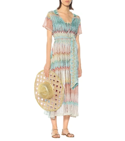 Shop Missoni Crochet Knit Midi Dress In Multicoloured
