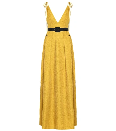 Shop Rebecca Vallance Greta Belted Gown In Yellow