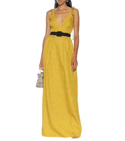 Shop Rebecca Vallance Greta Belted Gown In Yellow