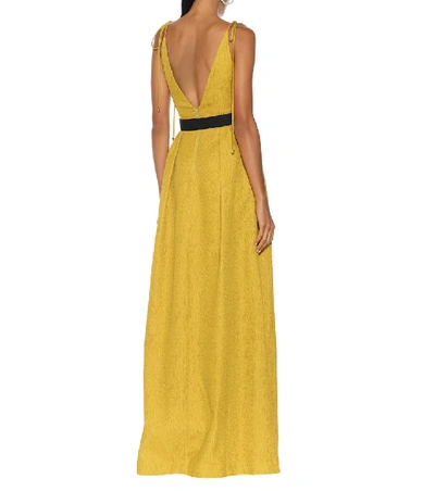 Shop Rebecca Vallance Greta Belted Gown In Yellow
