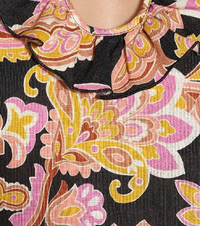 Shop Gucci Floral Linen Blouse In Multicoloured