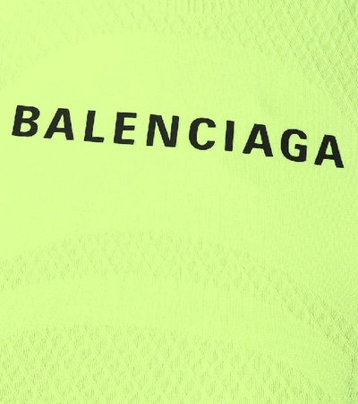 Shop Balenciaga Logo Athletic Stretch-jersey Top In Yellow
