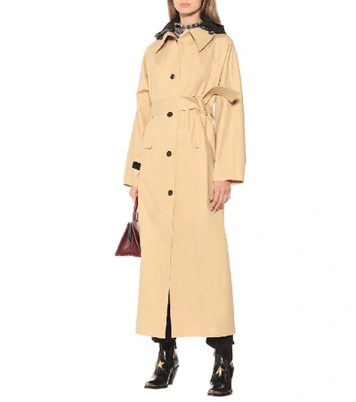 Shop Kassl Editions Hooded Trench Coat In Beige
