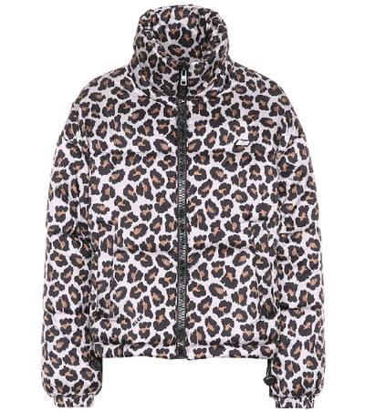Shop Msgm Leopard-print Puffer Jacket In Beige
