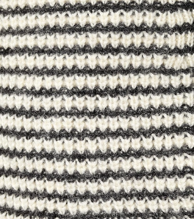 Shop Saint Laurent Striped Wool-blend Hoodie In White