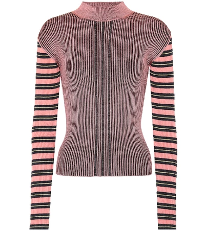 Shop Mcq By Alexander Mcqueen Striped Cotton-blend Sweater In Pink