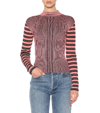 Shop Mcq By Alexander Mcqueen Striped Cotton-blend Sweater In Pink