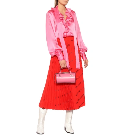 Shop Msgm Silk-blend Satin Blouse In Pink