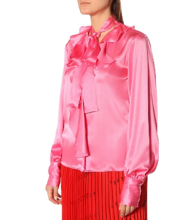 Shop Msgm Silk-blend Satin Blouse In Pink